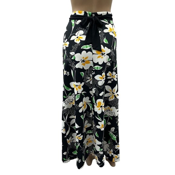 Vintage 60s-70s Floral Print Maxi A-Line Skirt Tie Waist Vibrant Flower Design - Picture 1 of 9